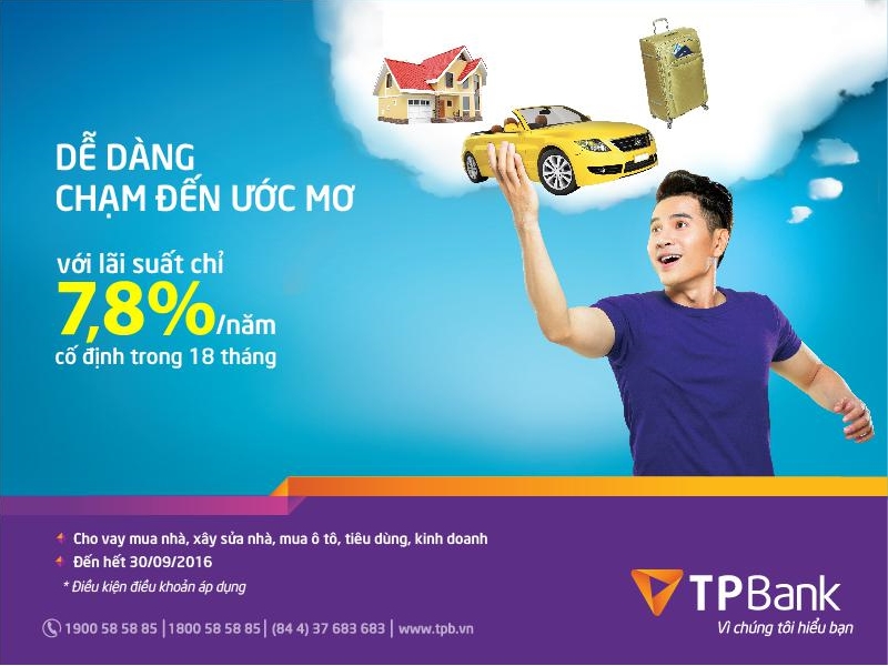TP Bank: Dễ dàng chạm đến ước mơ với lãi suất vay ưu đãi chỉ 7,8%/năm cố định trong 18 tháng đầu